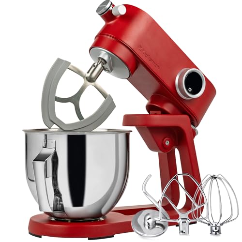 Comparison: Best Stand Mixer Heavy Duty 6 Kraftsman Stand Mixer Heavy Duty - All Metal Kitchen Standing Mixer 5.3 Quart with 4 Stainless Steel Attachments, DC Motor & Multifunctional Power Hub, 8-Speed & Timer, Lower Noise (Red)