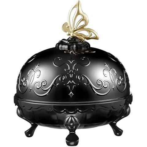ANNA SUI Loose Face Powder Case Only - Refill Sold Separately, Black Vanity Case with Butterfly Motif, Come with Purple Puff Cover