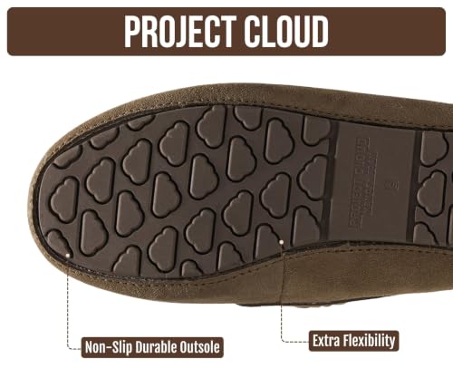 Image of Project Cloud 100% Genuine Leather Slippers for Women - Fur Lined Outdoor Slippers for Women Footwear with Memory Foam - Stylish Womens Moccasin (Cathi)
