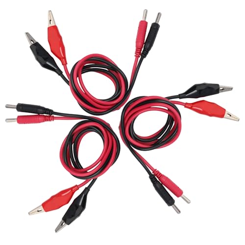 Image of stonylab 33-inch Alligator Clip to Spade Lug Test Leads, 6-Pack with Insulated Clips and Spade Plug