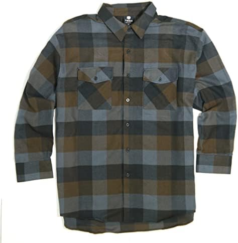 YAGO Men's Outdoor Long Sleeve Flannel Plaid Button Up Shirt