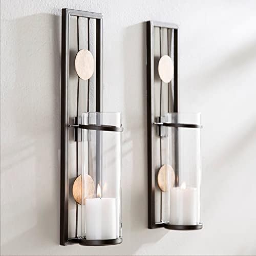 ALLADINBOX Wall Sconces Candle Holder Classic Metal Acrylic Wall Decorations for Living Room, Bathroom, Dining Room, Set of 2