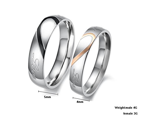 Fashion Month Titanium 18K Plated Stainless Steel Real Love Heart Joint Couple Wedding Engagement Promise Band Rings2