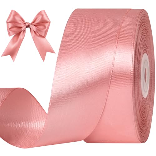 CLUEWR Rose Gold Satin Ribbon 1-1/2 Inches 50 Yards