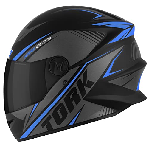 Capacete Moto R8 Pro Tork Fechado 60 Preto/Azul Claro Viseira Fumê