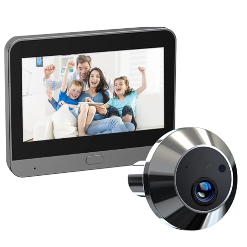 Knoruley Mirilla de Puerta Digital con Cámara PIR y WiFi de 2,4 GHz y Ángulo de Visión Amplio de 140° y Minicámara Inteligente Tuya Smart Life de 3 MP