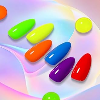 Born Pretty Neon Gel Nail Polish Spring Summer Bright Rainbow Colorful Fluorescent Gel Polish Yellow Green Blue Purple Red Orange Color Gel Nail Polish Collection Gift 6PCS