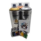 PROGAL COLORS Peinture en spray à base d'eau, couleurs or, argent et cuivre, 400 ml, 3 unités avec buses de rechange + 1 autocollant de MNT