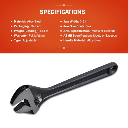 Image of Crescent 12 inch Adjustable Black Oxide Wrench - Carded - AT212VS | Hand Tool for Garage and Home Improvement, Grip Wrench for Shower Head