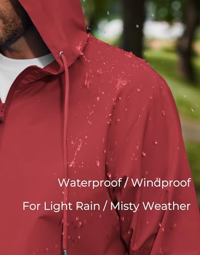 COOFANDY Rain Jacket Men Packable Waterproof Raincoat with Hood Lightweight Windbreaker for Hiking Cycling Golf