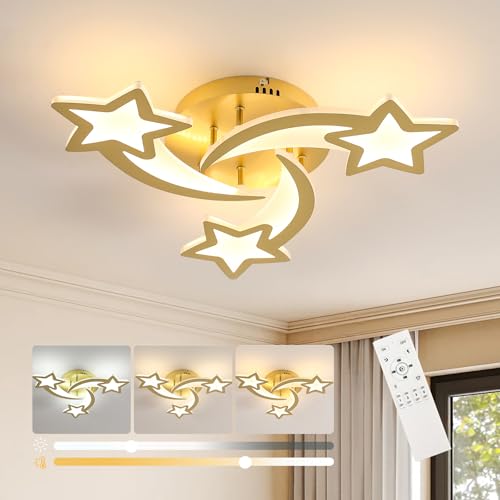 Luminaire plafonnier moderne doré pour chambre d'enfant et salon chic