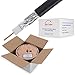 RG6 500ft Dual Shield Coaxial Cable, 18 AWG Copper Clad Steel Conductor, Foam PE Core, 60% aluminum braid, PVC Jacket, Reel in Box (500FT, Black)