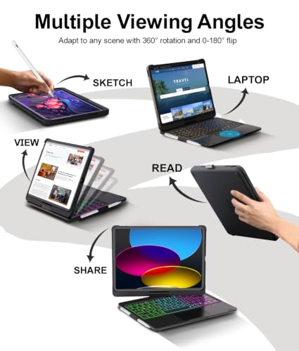 Teclado para iPad 11ª generación A16 giratorio 360 grados retroiluminado 5