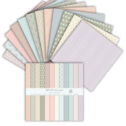 MerwDeeyt Scrapbook Papier 24 Blat Buntes Muster Bastelpapier, Doppelseitiges Blumen Motivpapier Vintage Dekopapier für Journal Scrapbooking Fotoalbum Dekoration (Boho 1, 15,2 x 15,2 cm)