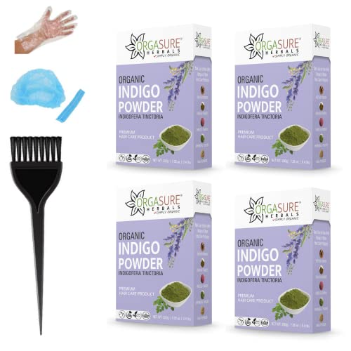 Natural Organic Indigo Powder for Black Hair color | 200g x 4 pack