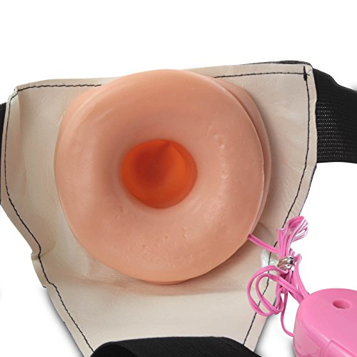 Leluv Strap-On Male Hollow 6 Inch Vibrating Tip With Round Opening Plus Mini Chrome Bullet #TOP1