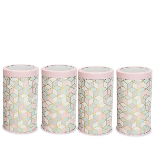Image of Maroc Collection Airtight Kitchen Container Set| 1400ML- Set of 4| Food Grade Metal Storage Jars for Rice, Besan, Flour & Grains| Leakproof, Moist-Proof X-Large Canisters| Moroccan Pink Pastel