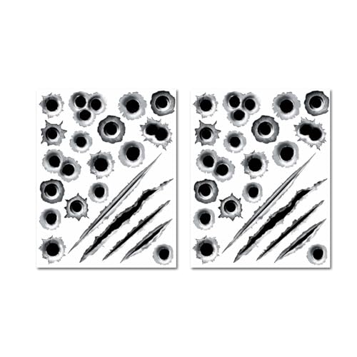 Norkmdi 3D Bullet Hole Car Stickers, 2PCS Ultra-Realistic Simulation Stereoscopic Fake Gun Shot Vehicle Decal, Automotive Tattoo Hood Decoration Stickers, Universal for SUV RV Truck (Style A)