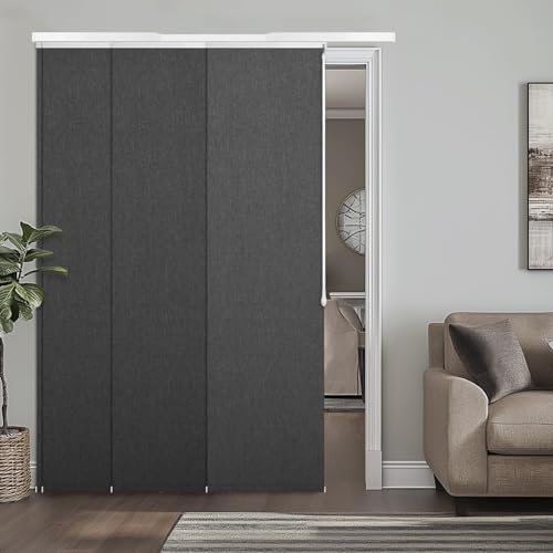 スライドパネル調節可能 パネルブラインドカーテン 一級遮光 トラックブラインド 間仕切り 幅107~188cm 丈244cm ダークグレー