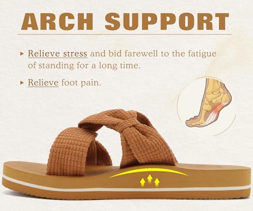 Image of KuaiLu Womens Dressy Bow Sandals Arch Support Yoga Foam Cushion Comfortable Walking Slides Open Toe Summer Beach Indoor Outdoor Slippers