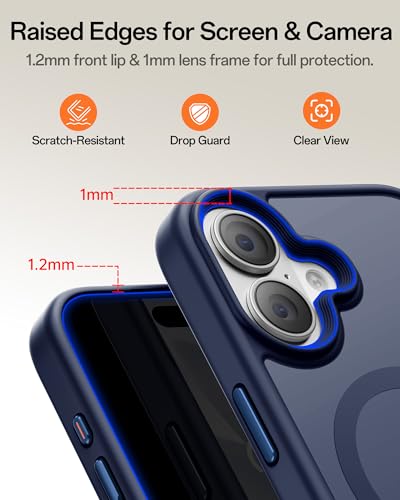 Image of UNBREAKcable For iPhone 17 Case for MagSafe, Full Camera Protection, Built-in Magnetic Ring, Shockproof, Scratch-Resistant, Translucent Matte Mobile Phone Case for iPhone 17 Case 6.3 Inch, Deep Blue
