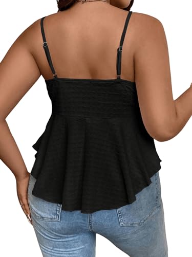 SHENHE Women's Plus Size V Neck Asymmetrical Flared Hem Cute Peplum Top Boho Camisole Tank2