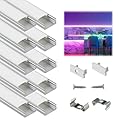 Muzata 10Pack 3.3FT/1M LED Channel Aluminum U Shape Silver LED Strip Diffuser Channel with Milky White Cover Easy Installation U1SW WW 1M