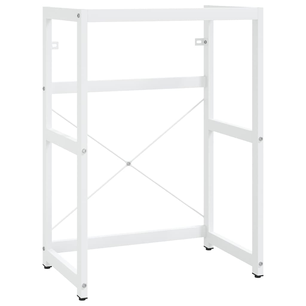Mueble de baño con lavabo empotrado blanco de hierro pulverizado, 59 x 38 x 83 cm, lavabo moderno con rebosadero, espacio para toallas y cosméticos