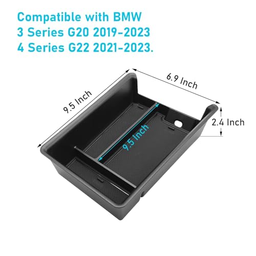 Jaronx Compatible with BMW Center Console Organizer for 3 Series G20 2019-2025/4 Series G22 i4 G26 2021-2025, for BMW 3' Organizer Tray 2019-2025, i4/4' Console Storage Box 2021-2025
