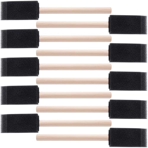 ANCIRS 10 Pcs Foam Paint Brushes, Black Sponge Brushes, Wood Handle Foam Brushes for Painting Varnishes, Staining, DIY, Art Craft Projects (1