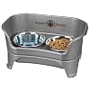 Neater Feeder Express Model Mess Proof Dog Bowls MediumLarge Gunmetal Grey–Made in USA–Elevated No Spill Non Tip Non Slip Raised Stainless Steel Food Water Pet Bowls