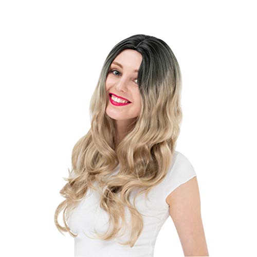 YYF-Wig Peluca Transpirable para Mujer, de Longitud Media, Realista, Estilo Harajuku Europeo y Americano, a la Moda