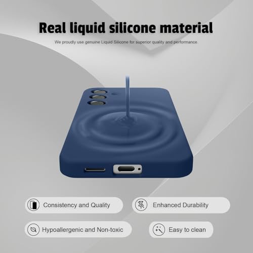 Image of LIRAMARK Liquid Silicone Soft Back Cover Case for Samsung Galaxy S25 5G (Midnight Blue)