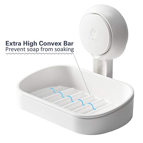 Taili Suction Cup Soap Holder 2 Pack, Vacuum Suction Soap Dish,Plastic Bar Soap Holder For Shower Wall Mounted Drill-Free,Soap Dish For Shower,Bathroom,Tub And Kitchen Sink,Removable,White #TOP2