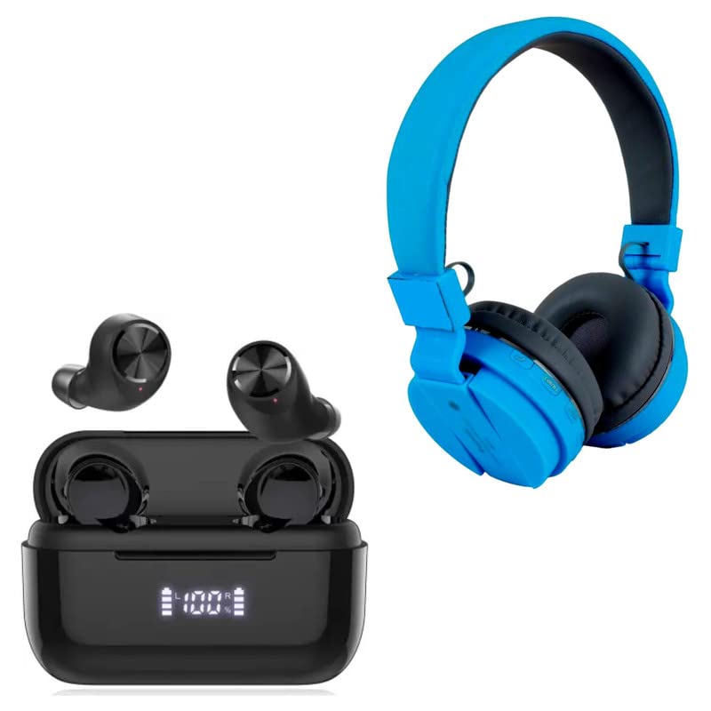 Cospex Combo Pack of 2 Items - Comfortable On-Ear Bluetooth Wireless Headphone, TWS T37 Wireless Earbuds with Bluetooth V5.0 HI-FI Stereo Sweat Proof Headphones (1 Year Warranty)-image-18