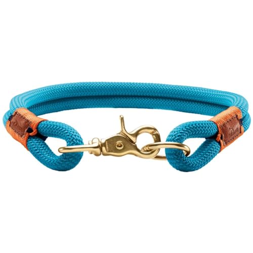 HUNTER Oss Halsung, Halsband für Hunde, Tau, Seil, Messing-Karabiner, Maritim, Petrol, L