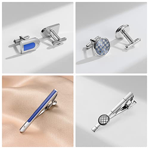 Image of UJOY Mens Tie Clip and Cufflink Set 12 PCS, Shirts Necktie Bar Pins Cuff Link Buttons, Wedding Businesss Gift for Men