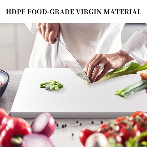 Image of High-Density Polyethylene (HDPE) Sheet, 24x24 inches, 1 /2 Inch Thickness, Corrosion-Resistant, Impact-Resistant, High-Strength Plastic Sheet Board for Industrial, Craft & Home Projects - White