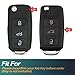 FEYOUN Key Fob Cover Compatible with VW Volkswagen Atlas Golf GTI Jetta Passat Tiguan Touareg Beetle Flip 3 Buttons TPU Remote Keyless Key Fob Case Protection Shell Accessories, White