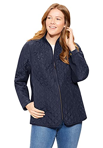 Woman Within Plus Size Zip-Front Quilted Jacket Quilted Lightweight Coat