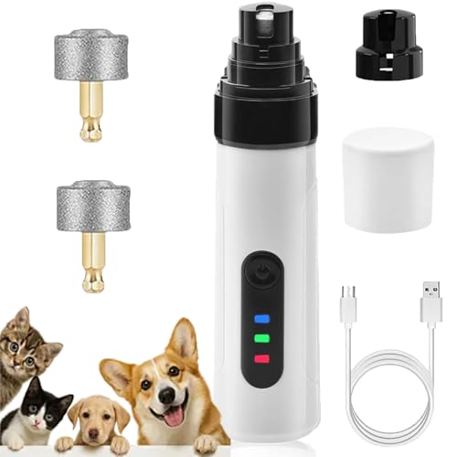 Heusom Silent Groom Pro Nail Grinder, 2025 Upgraded Silent Groom Pro Dog Nail Trimmer for Dogs and Cats, Quick USB Charge with Replacement Grinding Heads (1pcs)