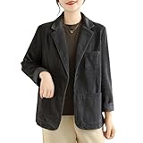 [ODFMCE] ジャケット レディース 秋 テーラードジャケット おしゃれ 長袖 無地 ビジネス カジュアル 大きいサイズ (JP, アルファベット, L, グレー)
