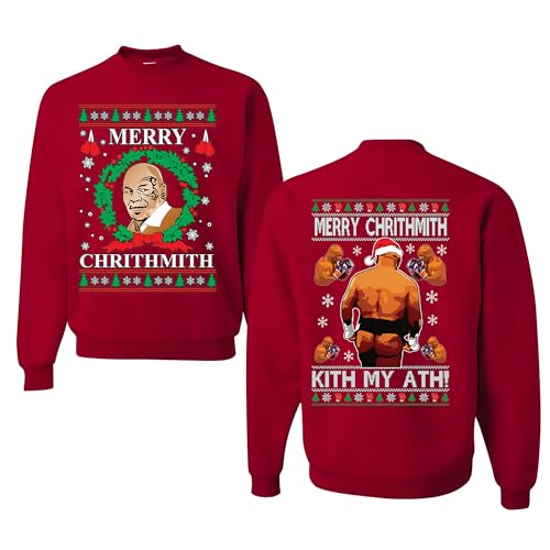 wild custom apparel Mike Tyson Merry Christmas FRONT AND BACK LEGEND Funny Ugly Christmas Sweater Crewneck Sweatshirt