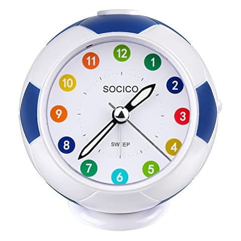 Children's Alarm Clock for Girls Boys,Analogue Children's Alarm Clock Silent No Ticking Light Alarm Clock with Snooze Function Portable Battery Operated Alarm Clock for Children's Room Bedside Cover