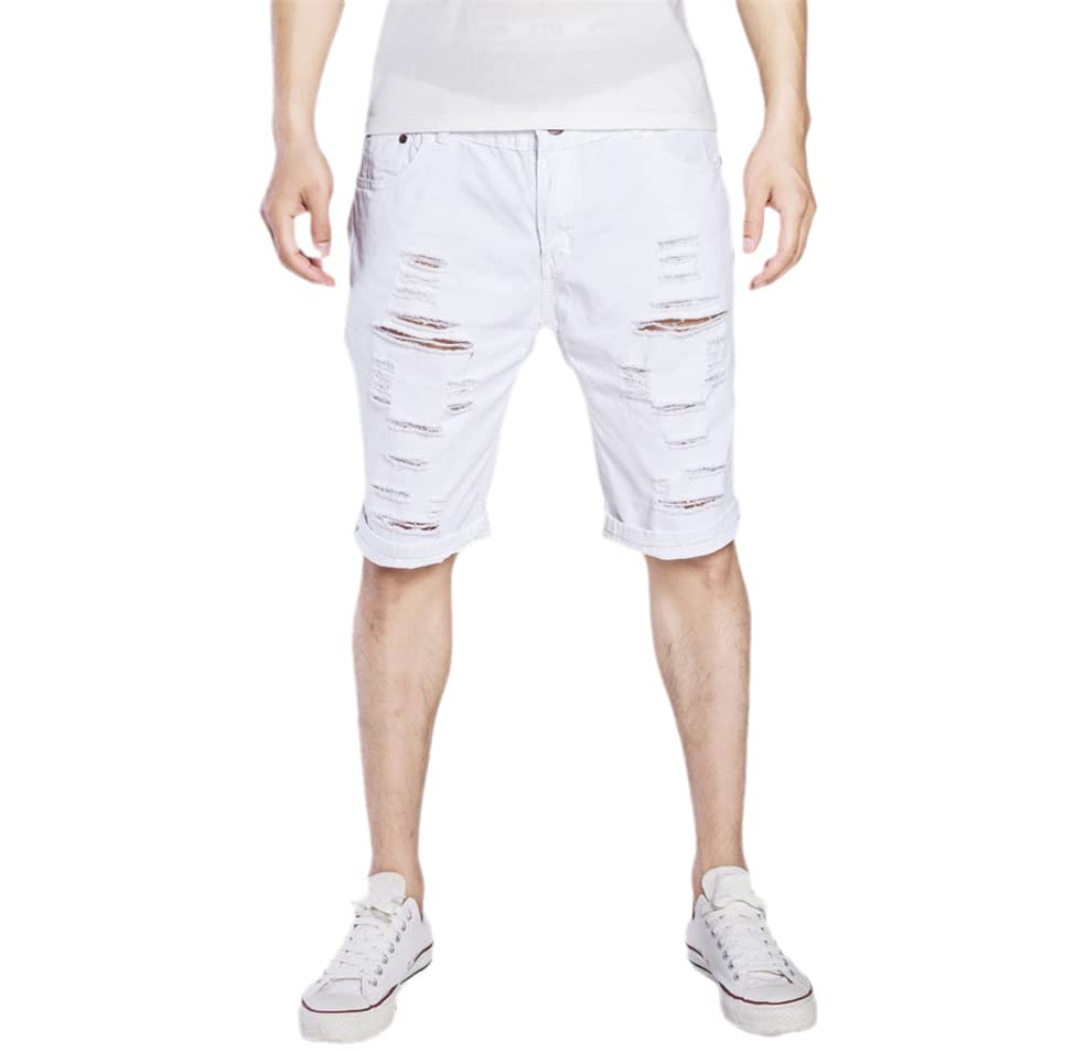 Short chino en jean KEHAIOO blanc homme XXL : oubliez les shorts inconfortables