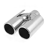 Para: BMW X1 sourcing map 2,4\" 60mm Recto Tubo Silenciador para Coche X1 Doble Salidas Cola de Escape Acero Inoxidable Soldado