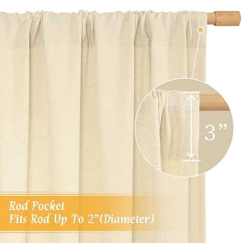 Image of LAMIT Beige Linen Curtains for Small Windows, 45 Inches Long 2 Panels Light Filtering Panels Rod Pocket Neutral Privacy Window Drapes for Living Room /Bedroom, 42 x 45 Inch