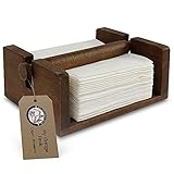 Brown-Rustic Napkin Holder Flat Wood Farmhouse Napkin Holder For Table