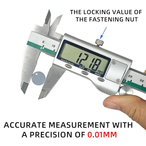 Image of Digital Vernier Caliper 150mm (6 Inch) Stainless Steel, LCD Display, Inch /mm Conversion, High Accuracy Measuring Tool for Engineering, Jewelry & DIY (platinum caliper)