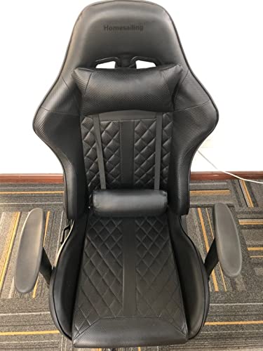 Homesailing Black Ergonomic Gaming Racing Chair with Lumbar Support High Back Reclining Chair Swivel Adjustable Computer Chair PU Leather Executive Armchair